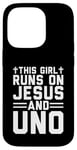 Coque pour iPhone 14 Pro Cette fille court sur Jesus and Uno, jeu de cartes chrétien amusant