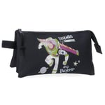 Joumma Disney Friends to Infinity and Beyond Triple Pencil case Black 22x12x5cm Polyester 1.32L, Black/White, One Size, Triple Case