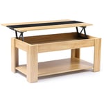 Table basse contemporaine rectangulaire georgia plateau relevable bois noir et imitation hêtre - Noir
