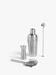 John Lewis Brushed Stainless Steel Cocktail Shaker & Set, 4 Piece, 500ml, Silver