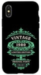 Coque pour iPhone X/XS Vintage 1980, édition LTD, vert, pièces originales d'anniversaire