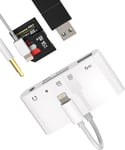 Adaptateur pour Iphone(5en1)Lightning Chargeur Câble vers 3.5mm Ecouteur Auxiliaire Audio Jack Lecteur Carte Micro SD TF pour Apple USB OTG Convertisseur Appareil Photo Memoire Card Reader(Q1557)