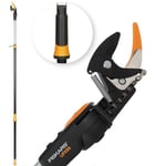 Fiskars PowerGear X Telescopic Tree Pruner UPX86, Non-stick Coated, Steel Blade/Aluminium Handle, Length 2.4 - 4 m, Black/Orange, 1023624