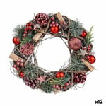 Adventskrans Rød Grøn Natur Træ Plastik 35 x 10 x 35 cm (12 enheder)