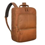 STILORD 'Forest' Sac à dos ordinateur portable 15.6 pouces Backpack en cuir Business Sac à dos en cuir pour hommes XL pour classeurs DIN A4 larges Sac à dos de jour, Couleur:Cognac Marron