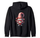 Heart Wreath Frame Of Valentines Roses Valentines Day Gnome Zip Hoodie