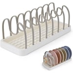 Ccykxa - Beige)Range Casserole et Poêles Tiroir Cuisine, Rangement Couvercle Réglable, Porte Plastique Support Vaiselle Assiette Organisateur