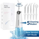 H2ofloss Cordless Water Dental Oral Irrigator Teeth Cleaner 8 Jet TipsWaterproof