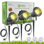 OMSEN Spots de Jardin avec Piquet GU10 7W, Blanc Chaud 3000K, Aluminium Solide, Étanche IP67, Ampoules Remplaçables, Spot à Piquer LED Extérieur pour Jardin, Cour, Arbre, Pelouse, Plantes, Chemin