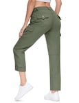 Rdruko Women Cargo Trousers Walking Cargo Trousers Outdoor Hiking Cargo Pants Lightweight Quick Dry Water Resistant with PocketsArmy GreenXL