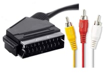 1.5m Scart to RCA Triple 3 x Phono Cable Composite Audio Video Lead