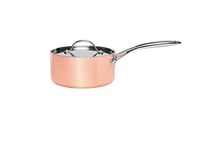 Stanley Rogers Copper Tri-PLY Casserole en acier inoxydable avec couvercle Ø 16 cm avec revêtement anti-adhésif pour plaques vitrocéramiques, gaz, électriques, induction, quantité : 1 pièce