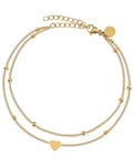 GD GOOD.designs EST. 2015 Bracelet de cheville coeur Or pour femme - Résistant à l'eau I Bracelet de cheville à plusieurs rangs - Réglable I Bijoux de pied en filigrane en acier inoxydable