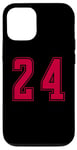 Coque pour iPhone 15 Rouge Numéro 24 Équipe Junior Sports Uniforme Numéroté