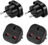 2X Adaptateur Voyage Prise Anglaise vers France, Aadaptateur UK vers FR, Adaptateur de Voyage UK Type G vers Type C pour l'Allemagne