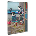 Big Box Art Girls Upon The Veranda by Utagawa Kunisada Painting Canvas Wall Art Framed Picture Print, 30 x 20 Inch (76 x 50 cm), Green, Black, Blue, Red