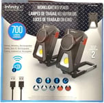 Infinity X1 LED Rechargeable Worklight with Bluetooth Speaker 2 Pack