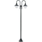 Lyktstolpe vidaxl - För trädgård e27 220 cm aluminium 2 lyktor mörkgrön aluminiumram lampskärm i pvc