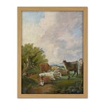 Artery8 After Gainsborough Figures Cattle In Landscape Painting Artwork Framed Wall Art Print 18X24 Inch