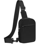 MoKo Petit Sac Banane Running, Ceinture de Course Multi-Poches Sacs Croisés Légers avec Bandoulière Réglable, Sac de Sport pour Course Cyclisme pour Femmes et Hommes, Noir