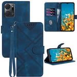 GOTOURED for Honor X7a Phone Case/Honor X7a Wallet Case,Card Holder Leather Stand,Wrist Strap,Magnetic Closure,Shockproof Protective Kickstand Flip Cover Basic Cases for HONOR X7a (Blue)