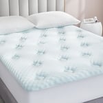 Hansleep Memory Foam Mattress Topper Double Bed, Cover Pad Extra Deep Pocket