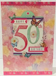 50th Happy Birthday Greeting Card Woman -  Age 50 Today - Design Studio