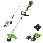 Greenworks Coupe-Bordures à Batterie 2x24V 40cm, Coupe-Bordure Accessoire avec 2 Batteries 4Ah et Chargeur Double