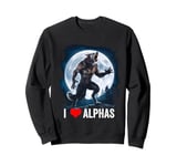 Funny Cringe Werewolf Wolf Meme I Heart Alphas I Love Alphas Sweatshirt