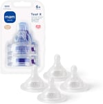 MAM Cross-Cut Teats, Suitable for 6+ Months, Bottle Teats with SkinSoft Silicone, Fits all MAM Baby Bottles, Baby Feeding Essentials, Pack of 4