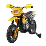 HOMCOM Moto Cross électrique Enfant 3 à 6 Ans 6 V phares klaxon musiques 102 x 53 x 66 cm Jaune et Noir