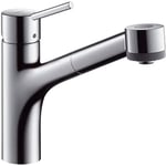 hansgrohe Talis M52 - Mitigeur de cuisine avec douchette extractible, 2 jets, Robinet avec hauteur sous bec 170 mm, Robinetterie avec bec pivotant et extensible, Chromé, 32841000