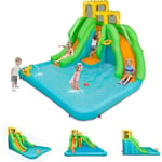 Goplus - Château Gonflable avec 2 Toboggans&Piscine, Parc Aquatique avec Mur d'Escalade & Panier de Basket, Aire de Jeux Gonflable,Meilleur Cadeau