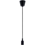 Paco Home - Suspension d'Ampoule Noir E27 Suspension à Cordon Recouvert de Silicone Câble Textile 1,5m Sans ampoules, Noir