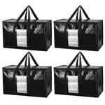 TAILI Sac Demenagement Grand Format Noirs avec Fermeture éclair 4 PCS,Housse de Rangement pour Vêtements,Couette,Literie,Sacs de Rangement pour,Alternative aux Cartons de Déménagement