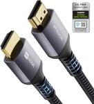 Câble Certifié HDMI 2.1 2m Ultra HD 48 Gbps haute vitesse 8K60 4K120 144 Hz RTX 3080 eARC HDR10 4:4 HDCP 2.2 & 2.3 Dolby Compatible avec Fire TV/Roku TV/PS5/Xbox Series X/Samsung/Sony/LG