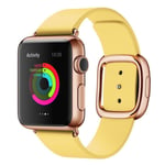 Apple Watch Series 4 44mm utbytbart klockarmband av äkta mjukt läder och magnet lås - Gul