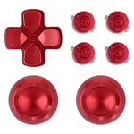 eXtremeRate Red Metal Buttons for ps4 Controller, Aluminum Analog Thumbsticks & Bullet Buttons & D-pad Replacements Kits for ps4 Slim Pro Controller