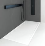 Receveur de douche 80 x 100 cm extra plat QUORE en resine surface ardoisee blanc