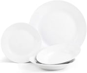 Sabichi 12pc Day to White Dinner Set - Microwave & Dishwasher Safe - 4 X Plates,