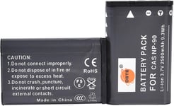 Lot de 2 batteries de rechange compatibles avec Casio NP-90 Exilim EX-H10 EX-H15 EX-H20G EX-FH100 EX-FH100BK Digatal Camera