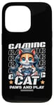 Coque pour iPhone 13 Pro Paws And Play Jeu vidéo chat pour hommes, garçons, femmes, enfants