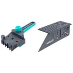 wolfcraft 4640000 Guide de Perçage Bois pour Assemblage par Tourillons Ø 6, 8, 10 mm & 5208000 Équerre 3D d'onglet 150 x 275 x 66 mm - Traçage angle de 45° à 90°