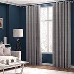 Curtains Faux Linen, Thermal Insulated, 3 Pass 100 % Blackout Eyelet Curtains, (2 Panels) Window Curtains/Panels/Drapes, 168 cm per Panel Width available in 3 drops (Silver, 66 x 90 inch 168 x 228 cm)