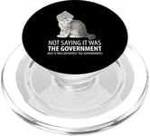 Conspiracy Cat in Tin Foil Hat Government PopSockets PopGrip for MagSafe