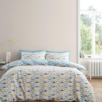 Bianca Hans Retro Spot Parure de lit en Coton 200 Fils avec Housse de Couette et taies d'oreiller Bleu Super King