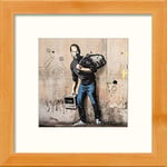 Lumartos, Banksy Steve Jobs Contemporary Home Decor Wall Art Watercolour Print, Pine Frame, 8 x 8 Inches