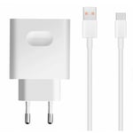 Huawei väggladdare USB-A, 66W, 6A + USB-A till USB-C-kabel, 1m - Vit