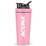 ACUNA Protein Powder Shaker Bottle 750ml, Stainless Steel Double Wall Shaker Bottle With Secure Lid, Smell Proof Leakproof- BPA Free Protein Shaker Bottle- Lump Free Smooth Protein Shake(Cotton Candy)