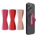 Set of 3x Smartphone Phone Finger Straps Grips - Metallic Rose Gold Metallic 